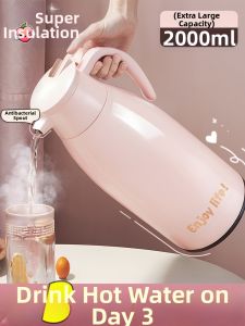 CrossOver | Large Capacity Glass Inner Barrel Insulated Water Bottle 2000ml Luxury Style Thermal Pot Home Use Warm Water Bottle