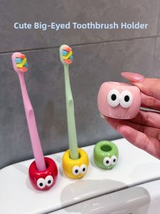 Creative Cute Ceramic Big Eyes Toothbrush Holder Bathroom Vanity Childrens Toothbrush Storage Seat Dental Tools Organizer