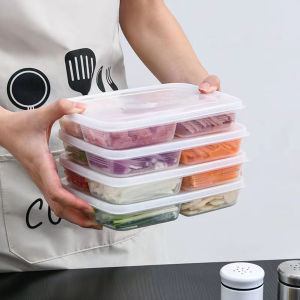 C.N. 4 Grids Refrigerator Organizer for Food Storage Meat Vegetables Seasoning Tray Kitchen Container Food Storage