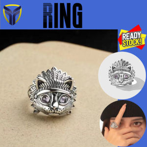 【Franco Fashion】Original S925 Sterling Silver Chief Elvis Ring Live Retro Indian Cat Head Ring Personality Trends For Men And Women