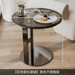 Italian Style Glass Corner Table Luxury Living Room Sofa Side Table Modern Simple Balcony Small Tea Table Rock Board Surface