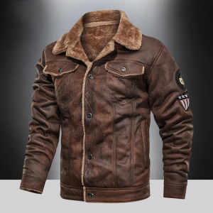 Áo Khoác Da Lông Cừu Dày Dặn Có Khóa Kéo Thời Trang Mùa Đông Cho Nam Áo Khoác Ngoài Thường Ngày Có Túi Bên Hông