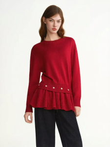DUSHU | Detachable Hem Round Neck Sweater