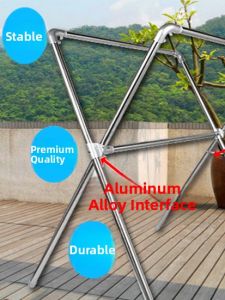 Foldable Stainless Steel Clothes Drying Rack Stand Retractable Indoor Outdoor Balcony Bedroom Quilt Drying Rod Utility