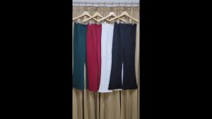 LooWear Celana Wide Leg Scuba Premium Wanita Full Length Hitam/Pasir/White/Coklat Jumbo Cutbray Style