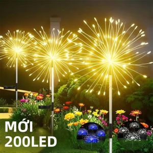Đèn Năng Lượng Mặt Trời Hình Pháo Hoa 200 LED Trang Trí Sân Vườn Lối Đi Ngoài Trời Chống Nước IP65 Kiểu Dáng Hiện Đại