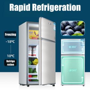 Smart Mini Refrigerator Inverter Refrigerator Electric Cooler with Freezer Household Small Fridge Heavy Duty Fridge Double Door Large Capacity Saving Fresh Refrigerator for Food Drink Office