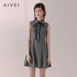 AIVEI | Sweet Style Petite Check Pattern Sleeveless Dress