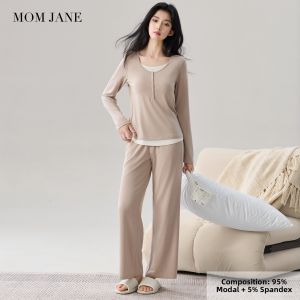 Mom Jane | Nursing Sleepwear Modal Long-sleeve Maternity Night Set