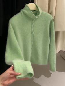 Soft Cozy Long Sleeve Knitted Sweater Womens Fashionable Winter Top Single Button Korean Style All-Match Casual Woolen Cardigan