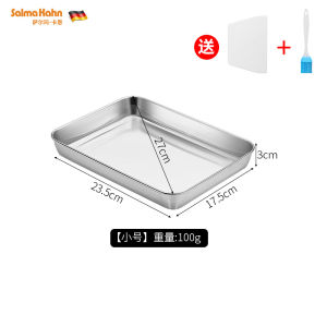Thickened 304 Stainless Steel Rectangular Steamed Rice Noodle Tray Heat Resistant Flat Bottom Square Tray Home Use Dishware