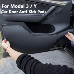 For Tesla For Model Y / 3 Car Door Anti-Kick Pads PU Leather Side Door Panel Protector Anti-Dirty Pad Car Interior Decoration