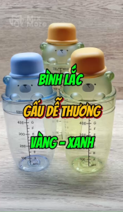 Bình lắc shaker 500ml 700ml hình gấu thiết kế dễ thương bắt mắt nổi bật chất nhựa dày tiện dụng pha chế Mixmore