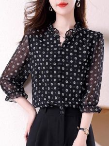 Elegant Age-reducing Blouse 3/4 Sleeve