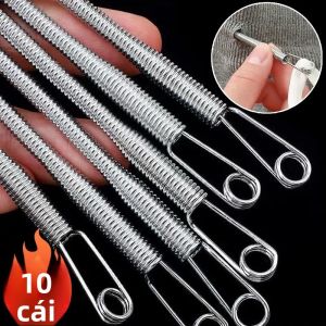 Dụng Cụ Luồn Dây Bằng Thép Không Gỉ Có Thể Uốn Cong Lò Xo Dây Rút Threader Clip Cho Phụ Kiện May Vá DIY