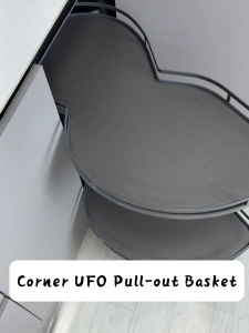 Carbon Steel Double Layer Whirl Pull-out Storage Organizer Removable and Height Adjustable Kitchen Cabinet Corner Drawer