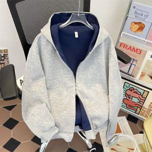 เสื้อแจ็คเก็ตคาร์ดิแกนฮู้ดทรงหลวมสไตล์อเมริกันสำหรับผู้ชาย Cleanfit ฤดูใบไม้ร่วง 2025 เสื้อคลุมกันหนาวแบบมีซิปคู่