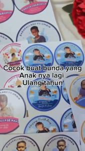 2-4 Stiker Gold/Silver Ulang Tahun Anak Bentuk Bulat Label Sticker Undangan Happy Birthday Zennida