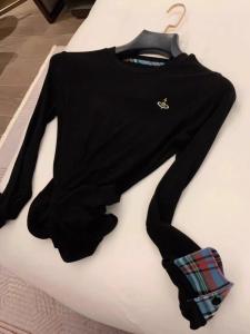 Retro French Style Long Sleeve Embroidered Slim Fit T-Shirt for Women Autumn Collection Black Saturn Patchwork Versatile Top