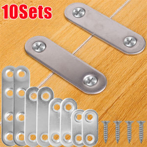 10ชุดเหล็กสเตนเลสแผ่นเชื่อมต่อซ่อมแผ่นเรียบที่ค้ำเหล็กสำหรับซ่อมเฟอร์นิเจอร์