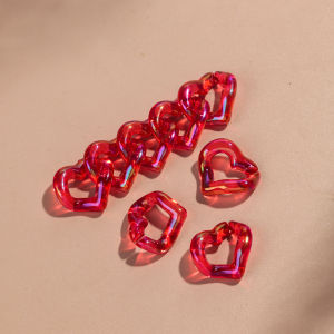 30pcs สีรุ้งอะคริลิคใส 19x21MM Heart Link Chain ลูกปัดแบบหลวมสําหรับสร้อยข้อมือสร้อยคอทํา DIY เครื่องประดับอุปกรณ์เสริม