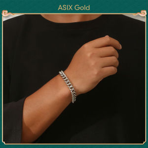 ASIX GOLD Mens Thick Titanium Steel Bracelet Korea Fashion Classic Coco Hip Hop Style Bracelet