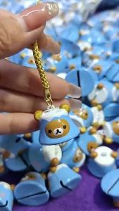 Takara Tomy | Anime Rilakkumass Cartoon Easy Bear Bell Keychain Backpack Keyring Phone Charm Keychain Bag Accessories Birthday Christmas Gifts