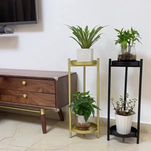 Cream Style Luxurious Decorative Indoor Metal Double Layer Flower Rack