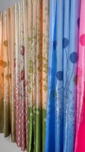 ผ้าม่าน ผ้าม่านหน้าต่าง ผ้าม่านสำเร็จรุป ผ้าม่านเจาะตาไก่ ผ้ายูวีลาย 2 ด้าน สีสวย ตรงปก 100%