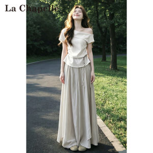 La Chapelle | French Elegance Asymmetric Neckline Short Sleeve Dress