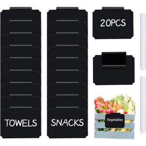 20 cái tái sử dụng clip trên bảng đen nhãn PVC 9x6.7cm màu đen với khe cắm cho kệ giỏ nhãn giá hiển thị