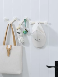 Versatile Wall-Mounted Organizer Hooks with Adhesive Space-Saving and Easy Installation for Clothes Bags and Keys