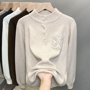 Womens Half High Collar Knitwear Sweater Loose Open Front Sleeve Long Winter 2023 Fashion Commute Style Single Piece Thermal