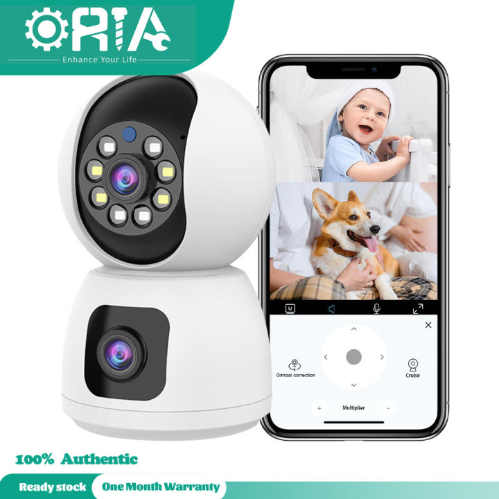 ORIA Dual Lens Security Camera, Plug in Smart WiFi Indoor Camera, Home  Surveillance Camera with Dual View, Two-way Intercom, Motion Detection, HD 