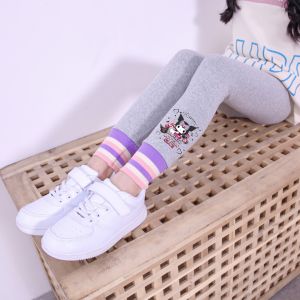 Kuromi Trẻ Em Lót Lông Cừu Mùa Thu Mùa Đông Quần Legging Vải Tổng Hợp Co Giãn Giữa Eo Cho Bé Gái