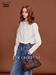 3COLOUR·S | Collared Loose Long Sleeve White Shirt M