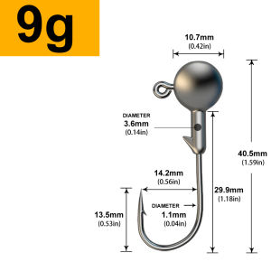 MrLurion 10Pcs 1g 2g 3g 4g 5g 10g 20g 22g 25g 28g Fishing Jig Rig Head Hooks Round Head Rigs Fishhook for Soft Worm Crank Lures
