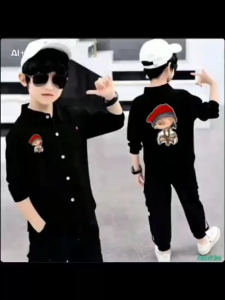 hem kids kemeja 383 anak laki laki usia 3-12 thn bahan katun stretch(MELAR)