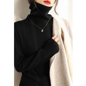 Winter Fashion French Stylish Versatile Thickened Turtleneck Long Sleeve Knitted Top