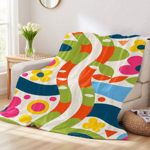 Beast Kingdom | Retro Floral Geo Sofa Specific Soft Flannel Blanket Universal Plush Gift Blanket For All Seasons