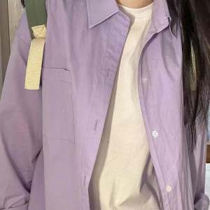 Spring 2024 Womens Loose Long Sleeve Cotton Shirt Pastel Purple Casual Versatile Outerwear Korean Style Commute Pure Color