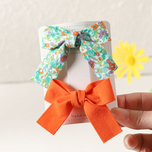 กิ๊บติดผมลายดอกไม้ผูกโบว์ผ้าสไตล์เกาหลี ตกแต่งผมสไตล์หวานๆ สำหรับเด็กผู้หญิง คลิปผมด้านข้างทำมือ ชุดเครื่องประดับผม