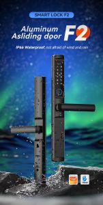 zemismart Tuya Wifi Smart Digital Door Lock Fingerprint DoorLock Aluminum Sliding Door/Slim Gate Digital Lock HandleWaterproofHome SecurityKeyless IC Card APP Unlock