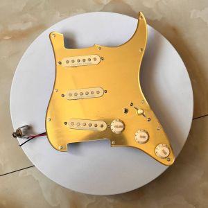 Prewired Guitar Stratocaster Pickguard SSS Pick Guard Seymour Duncan SSL1 Single Coil Pickup Gold Mirror Pickguard 7 Way Swith for Fender Electric Guitar Part