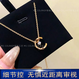 18K Rose Gold Pure Silver Womens Necklace Diamond Pattern MS COLRKEP Korean Style Fashion Jewelry Star/Moon/Cloud Pattern