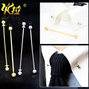 Fashion Mens Suit Pin Shirt Collar Pin Collar Buckle Double-Headed Spiral Buckle Bar Shaped Pin Brooch Tie Pin Accessories