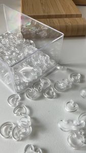 100 pcs Transparent white heart clips clasp hook size 10mm for Rainbow Loom jewelry Bracelet accessories making findings
