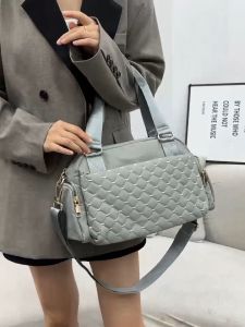 Womens Nylon Sling Bag Multiple Zipper Compartment Quilted Pattern Top Handle Shoulder Bag Crossbody Sling Bag