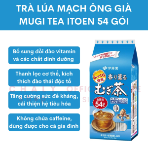 Trà lúa mạch thanh lọc giải nhiệt bổ sung đa vitamin Mugi Tea ông già Itoen 54 gói Nhật