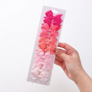 10pcs/Set Solid Handmade Bows Hair Clips Ribbon Bowknot Hairgripes for Girls Barrette Classical Kids Headwear Whole
